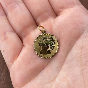 Vintage Crea 925 Sterling Silver 12K Gold Filled Boy Profile Bracelet Charm